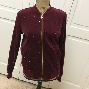 NWOT Michael Kors burgundy jacket with crystal accents